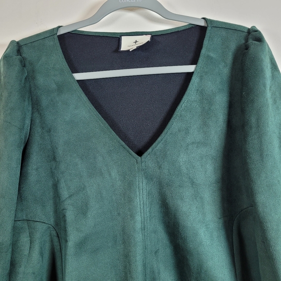 Tuckernuck Easton Suede Malachite Blouse Small V-Neck Long Sleeve Christmas - Picture 2 of 8
